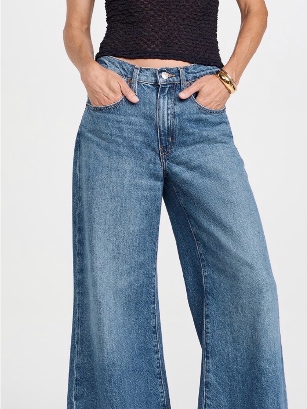 High-Rise Wide Leg Women's Jeans in Classic Blue